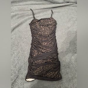 Windsor cheetah and mesh mini dress
